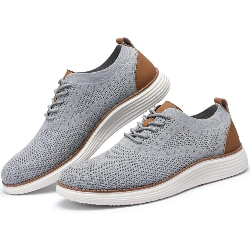 ⚡Men Light Grey Oxford Business Mesh Breathable Tennis Comfortable Walking Shoes